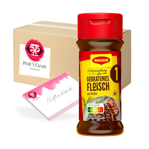 Pere's Candy® Bundle für 4erPack (4ST x 78G) Maggi Würzmischung Nr. 1 Gebratenes Fleisch + Pere's Candy Notepad DIN A7-25 Blatt von PERE’S CANDY