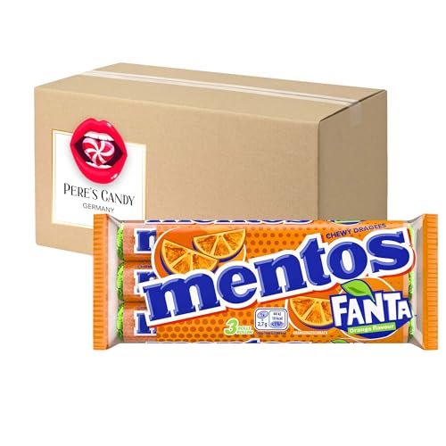5 x (3 Rollen à 37,5g) Mentos Fanta Orange Kaubonbon Multipack Kaudragees mit Geschenk von Pere's Candy von PERE’S CANDY