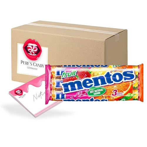 5 x (3 Rollen à 38g) Mentos Frucht Kaubonbon Multipack Kaudragees mit Geschenk von Pere's Candy von PERE’S CANDY