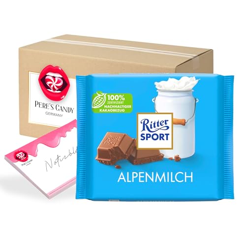 Pere's Candy Bundle für 5 x 100g Alpenmilch Tafel Schokolade + Pere's Candy Notepad DIN A7-25 Blatt von PERE’S CANDY