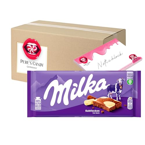 Pere's Candy Bundle für 5 x 100g Milka Tafelschokolade Alpenmilch Happy Cows + Pere's Candy Notepad DIN A7-25 Blatt von PERE’S CANDY
