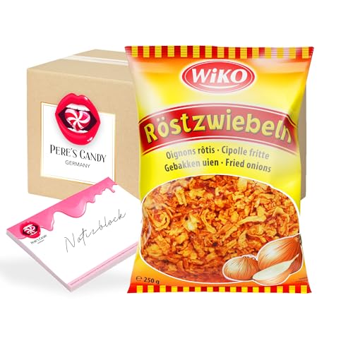 Pere's Candy® Bundle für 5 x 250g Röstzwiebeln Geröstete Zwiebeln + Pere's Candy Notepad DIN A7-25 Blatt von PERE’S CANDY