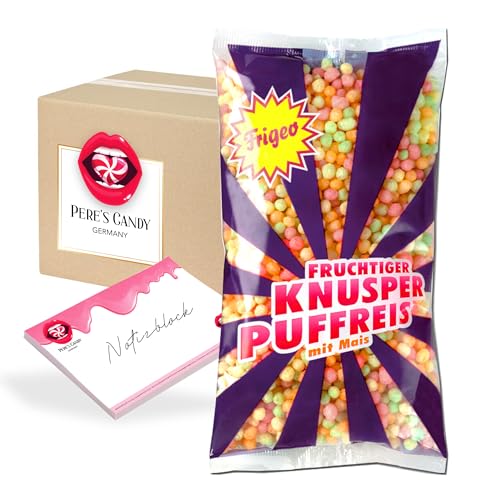 Pere's Candy Bundle für 5 x Frigeo Knusper Puffreis 80g + Pere's Candy Notepad DIN A7-25 Blatt von PERE’S CANDY