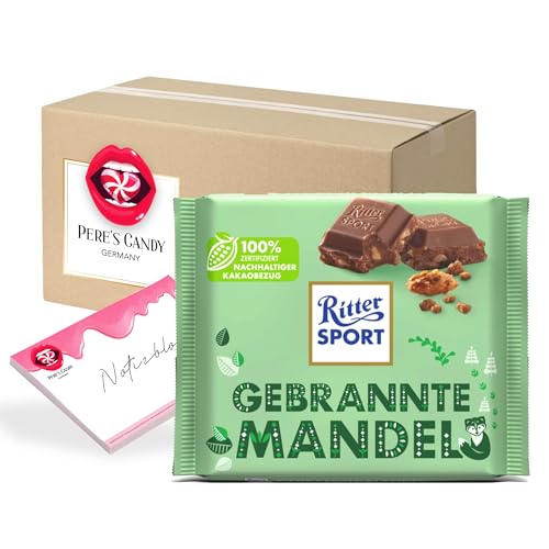 Pere's Candy Bundle für 5 x Gebrannte Mandel Tafel 100g + Pere's Candy Notepad DIN A7-25 Blatt von PERE’S CANDY