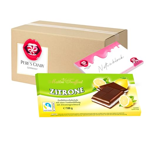 Pere's Candy Bundle für 5 x Maître Truffout Cremeschokolade Zitrone Tafel 100g + Pere's Candy Notepad DIN A7-25 Blatt von PERE’S CANDY