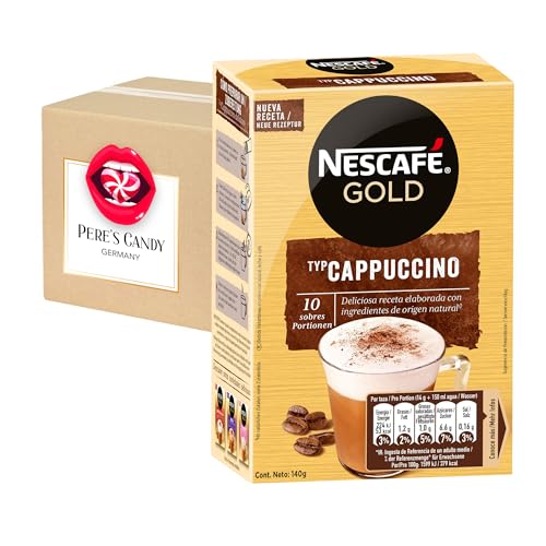 6 x 10 Sticks(à 14g) NESCAFÉ Cappuccino Cremig Zart Getränkepulver aus löslichem Bohnenkaffee mit Geschenk von Pere's Candy von PERE’S CANDY