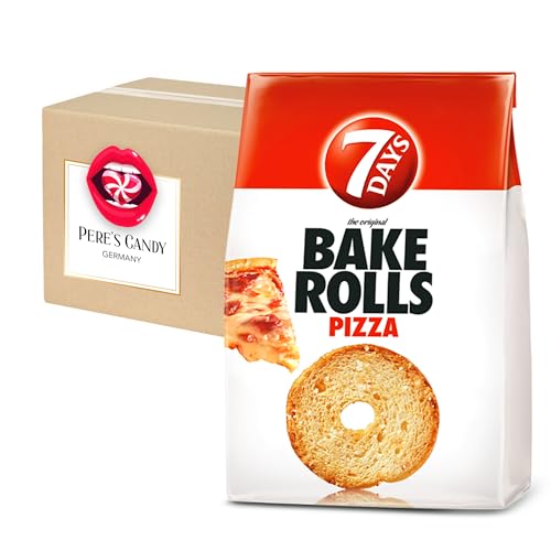 7 days PIZZA Bake Rolls Brotchips 7erPack(7 x 80g) Bake rolls Knäckebrot Chips 7 days von Pere's Candy Box mit Geschenk von PERE’S CANDY