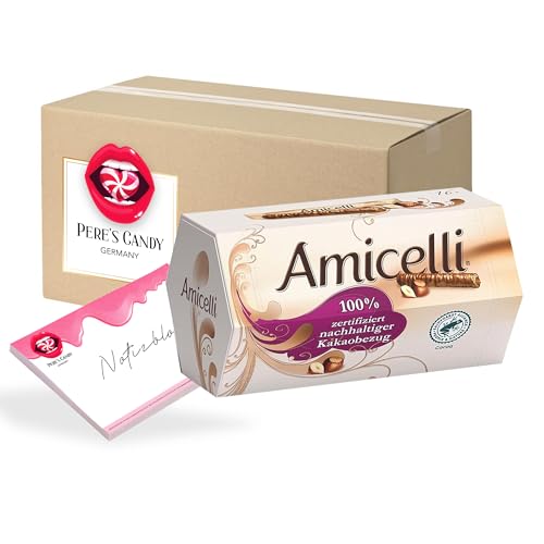 Pere's Candy Bundle für 8 x Amicelli Box Waffelröllchen mit Haselnuss-Creme-Füllung 200g + Pere's Candy Notepad DIN A7-25 Blatt von PERE’S CANDY