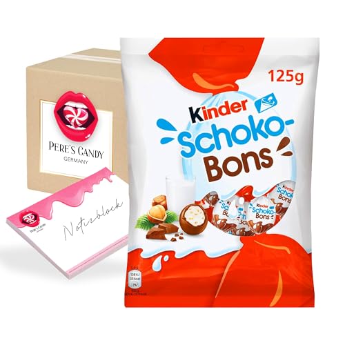 Pere's Candy Bundle für 8 x 125 g Kinder Schoko Bons zur Geburtstagsparty + Pere's Candy Notepad DIN A7-25 Blatt von PERE’S CANDY