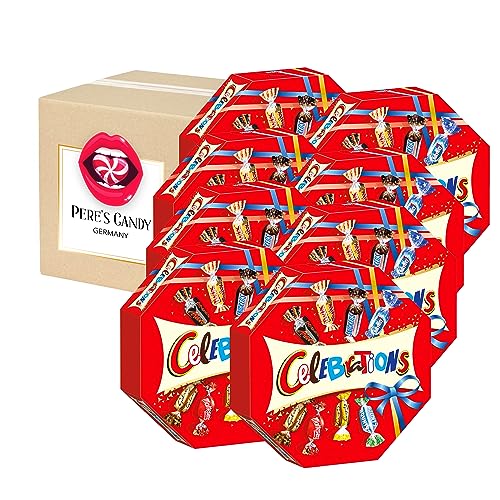 8er Pack (8 x 196 g) Celebrations Geschenkbox - Mini-Schokoriegel Mix, Twix, Snickers und mehr mit Geschenk von Pere's Candy von PERE’S CANDY