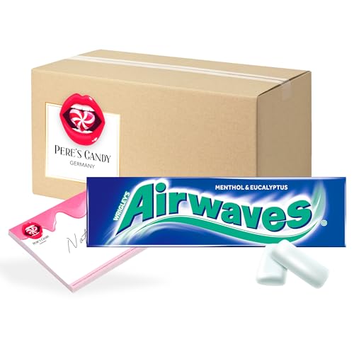 Menthol & Eucalyptus Airwaves Kaugummi • Zuckerfrei • 30 Packungen (30 x 10 Dragees) mit Geschenk von Pere's Candy von PERE’S CANDY