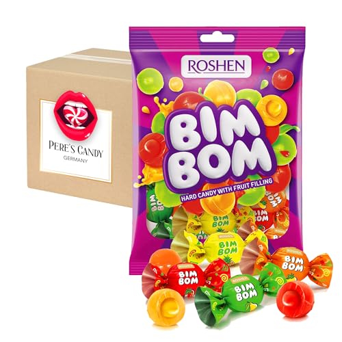 Bim-Bom Gefüllte Hartkaramellen-Mischung 1 kg Bonbons, Lutschbonbons in Einzelverpackung von Pere's Candy Box mit Geschenk von PERE’S CANDY