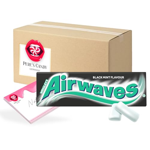 27,55€ inkl. USt (66,64€/kg) Black Mint Airwaves Kaugummi • Zuckerfrei • 30 Packungen (30 x 10 Dragees) mit Geschenk von Pere's Candy von PERE’S CANDY