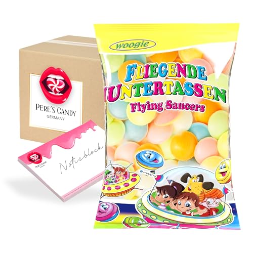 6erPack (6 x 55 g) Brause Ufos • Fliegende Untertassen mit Brausefüllung • von Pere's Candy® Box mit Geschenk von PERE’S CANDY