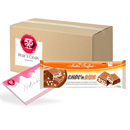 Pere's Candy Bundle für Choc´n Rice Vollmilchschokolade Puffreis 150g + Pere's Candy Notepad DIN A7-25 Blatt von PERE’S CANDY