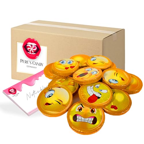 Pere's Candy® Bundle für Emoji Schokotaler - Milchschokolade - 765g + Pere's Candy Notepad DIN A7-25 Blatt von PERE’S CANDY
