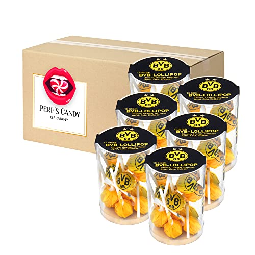 Fanartikel BVB Borussia Dortmund - Lollipops- BVB Süßigkeiten 6er Pack (6x150g) von Pere's Candy® Box mit Geschenk von PERE’S CANDY