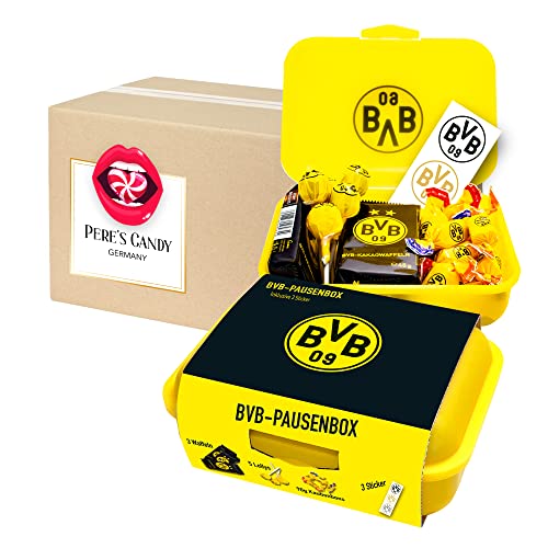 Fanartikel BVB Borussia Dortmund Pausenbox/Brotdose - BVB Süßigkeiten 1er Pack 275g von Pere's Candy® Box mit Geschenk von PERE’S CANDY