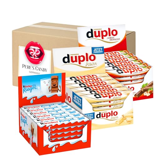 Ferrero Duplo - Duplo White Einzelriegel 2 x 40erPack (728g) und Kinder Riegel 36erPack (756g) mit Geschenk von Pere's Candy von PERE’S CANDY