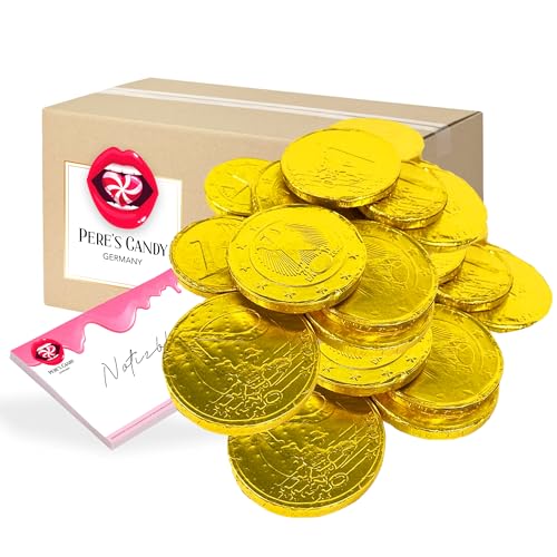 Pere's Candy® Bundle für Goldmünzen Schokotaler - Milchschokolade - 765 g + Pere's Candy Notepad DIN A7-25 Blatt von PERE’S CANDY
