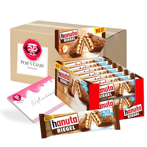 Pere's Candy® Bundle für Hanuta Riegel 14 x 34,5g Waffel-Riegel mit Haselnussmagermilchcreme + Pere's Candy Notepad DIN A7-25 Blatt von PERE’S CANDY