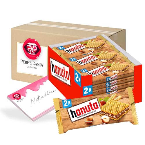 Pere's Candy Bundle für Hanuta Riegel 18 x 44g Haselnuss-Schnitten mit knusprigen Waffeln + Pere's Candy Notepad DIN A7 von PERE’S CANDY