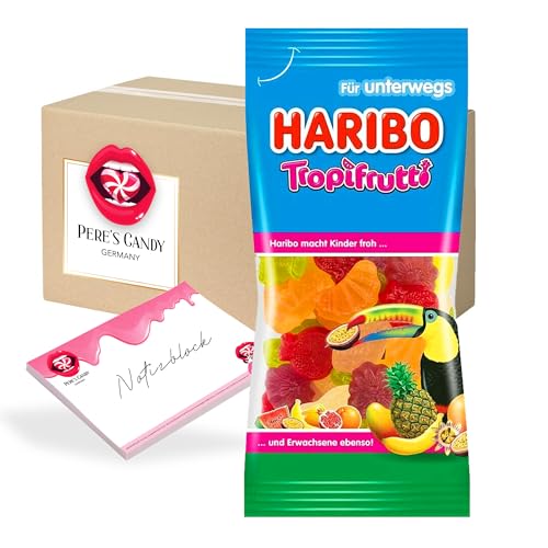 Pere's Candy® Bundle für Haribo Mini Tropi Frutti 14er Pack (14 x 75 g) + Pere's Candy Notepad DIN A7-25 Blatt von PERE’S CANDY