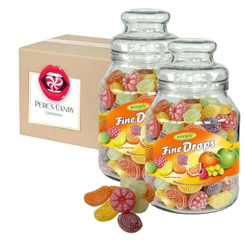 Hartkaramellen mit Fruchtgeschmack im wiederverwendbaren Glas 2 x 300g von Pere's Candy Box mit Geschenk von PERE’S CANDY