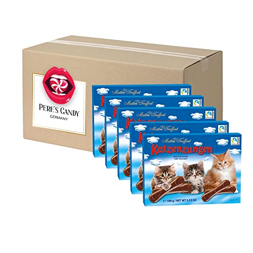 Katzenzungen aus Milchschokolade • Multipack 5er Pack (5 x 100 g) von Pere's Candy® Box mit Geschenk von PERE’S CANDY