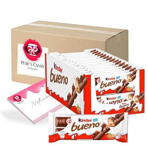 Pere's Candy® Bundle für Kinder Bueno Schokoriegel (30 x 43 g) Schokoriegel + Pere's Candy Notepad DIN A7-25 Blatt von PERE’S CANDY