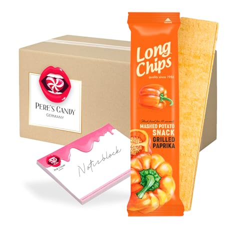Pere's Candy® Bundle für Long Chips Grilled Paprika 10x75g + Pere's Candy Notepad DIN A7 von PERE’S CANDY