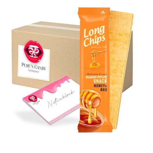Pere's Candy Bundle für Long Chips Honey & BBQ 20 x 75g + Pere's Candy Notepad DIN A7-25 Blatt von PERE’S CANDY