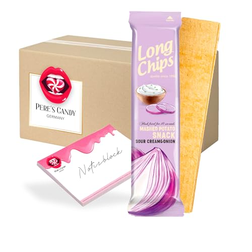 Pere's Candy Bundle für Long Chips Sour Cream & Onion 10x75g + Pere's Candy Notepad DIN A7-25 Blatt von PERE’S CANDY