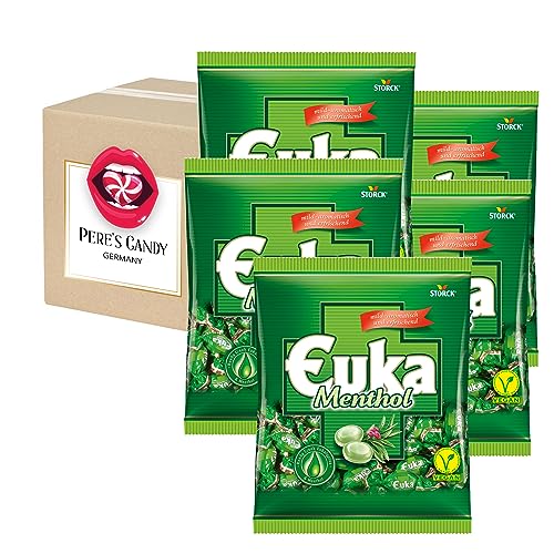 Lutschbonbons - Bonbons Süßigkeiten Euka Menthol Geschmack 5 x 425 g von Pere's Candy® Box mit Geschenk von PERE’S CANDY