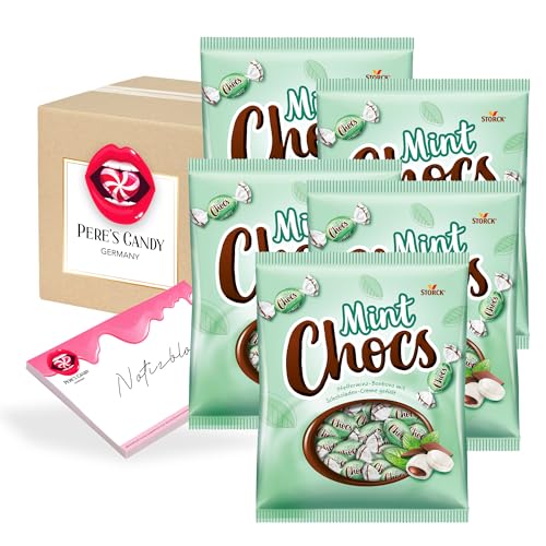 Lutschbonbons - Bonbons Süßigkeiten Mint Chocs Geschmack 5 x 425 g von Pere's Candy® Box mit Geschenk von PERE’S CANDY