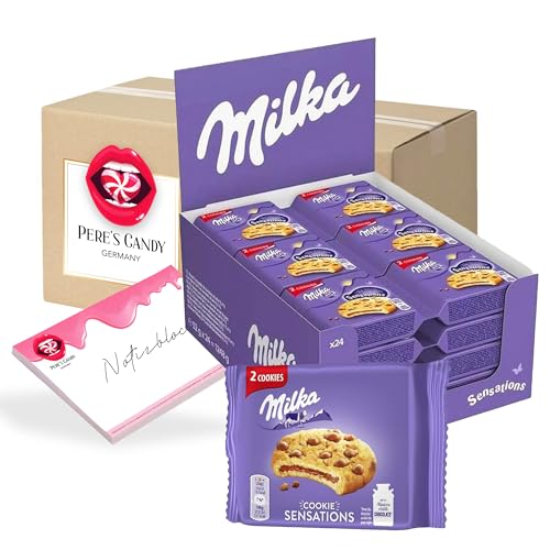 Pere's Candy® Bundle für MILKA COOKIES SENSATIONS 24 x 52 g Mini Küchlein – Einzeln verpackt + Pere's Candy Notepad DIN A7-25 Blatt von PERE’S CANDY