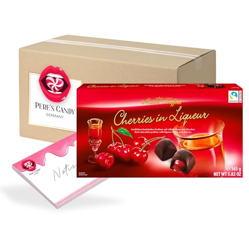Pere's Candy Bundle für Maître Truffout Kirschen in Likör Bonbon 3 x 165g + Pere's Candy Notepad DIN A7-25 Blatt von PERE’S CANDY