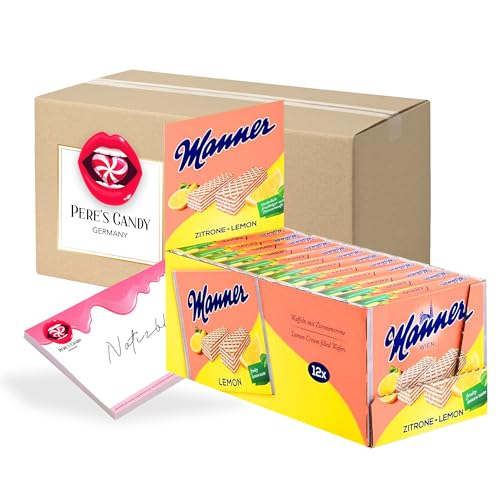 Pere's Candy® Bundle für Manner Zitronencreme Schnitten Waffeln 12er Pack (12 x 75g) + Pere's Candy Notepad DIN A7-25 Blatt von PERE’S CANDY
