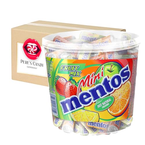 Mentos Mini Fruit Mix Bucket - Eimer mit 120 Mini-Rollen mit Geschenk von Pere's Candy von PERE’S CANDY