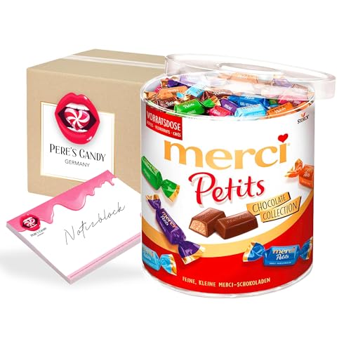 Pere's Candy® Bundle für Merci Petits Chocolate Collection 1000g Feine Pralinen in 7 köstlichen Sorten + Pere's Candy Notepad DIN A7-25 Blatt von PERE’S CANDY