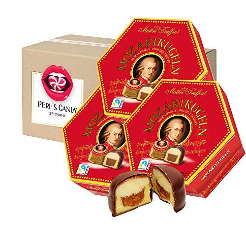 Mozartkugeln Kartondose 3er Pack (3 x 300 g) von Pere's Candy® Box mit Geschenk von PERE’S CANDY
