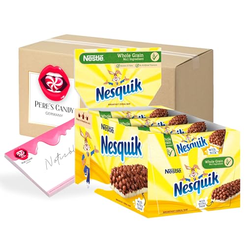 Pere's Candy Bundle für 16 x25 g Nestle Nesquik Frühstück Müsli Bar + Pere's Candy Notepad DIN A7-25 Blatt von PERE’S CANDY