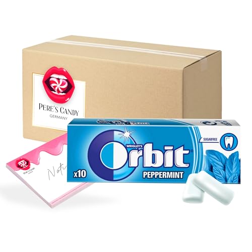 23,99€ inkl. USt (57,12€/kg) Orbit PEPPERMINT Kaugummi Zuckerfrei 30 x 10 Dragees von Pere's Candy® mit notepad - Bundle von PERE’S CANDY