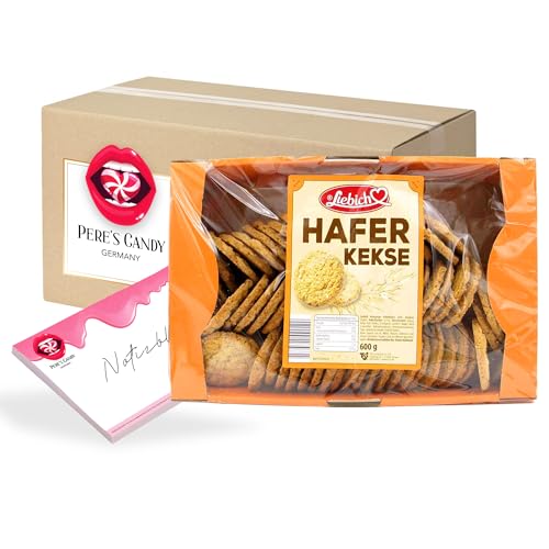 Pere's Candy® Bundle für 2erPack (2 x 600 g) Liebich Knusprige Haferkekse, Haferflockengebäck + Pere's Candy Notepad DIN A7-25 Blatt von PERE’S CANDY