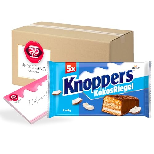 Pere's Candy® Bundle für 1 x Knoppers Kokos Riegel 5er + Pere's Candy Notepad DIN A7-25 Blatt von PERE’S CANDY
