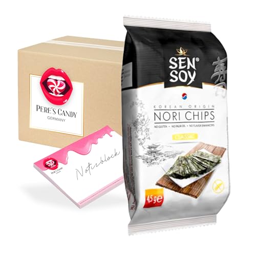 Pere's Candy Bundle für 2 x 4,5 g Klassisch Nori-Chips Algen-Snacks Knusprige Nori-Algenflocken mit Sesamöl geröstet Glutenfrei + Pere's Candy Notepad 25 Blatt von PERE’S CANDY
