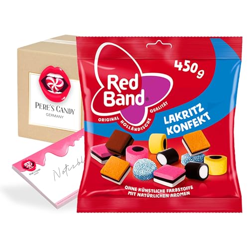 Pere's Candy Bundle für 2 x 450g Red Band Lakritz Konfekt + Pere's Candy Notepad DIN A7-25 Blatt von PERE’S CANDY