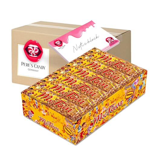 Pere's Candy Bundle für 36 x 40g Mr.Tom Thekendisplay gerösteten Erdnüssen in Karamell + Pere's Candy Notepad DIN A7-25 Blatt von PERE’S CANDY