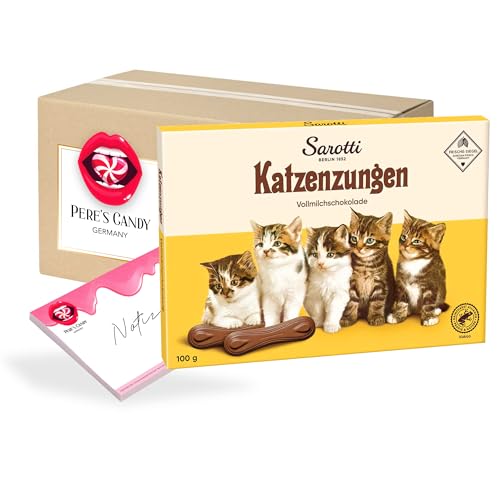 Pere's Candy Bundle für 5 x 100 g Sarotti Katzenzungen Vollmilch + Pere's Candy Notepad DIN A7-25 Blatt von PERE’S CANDY