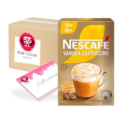 Pere's Candy® Bundle für 8 x 112g NESCAFÉ CAPPUCCINO VANILLA Getränkepulver (8x14g) Genuss wie im Café, bei dir zu Hause + Pere's Candy Notepad 25 Blatt von PERE’S CANDY